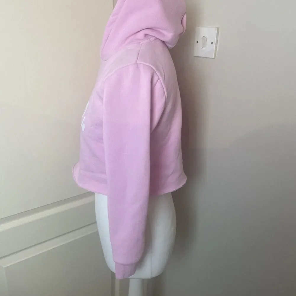 Hype Script Size 13 Years Crop Hoodie Girls OTH Hoody Hooded Top Tape Baby Pink - Picture 6 of 14